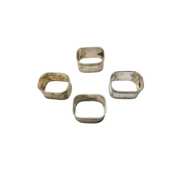 Set Of 4 Vintage Silver Plated Napkin Rings With Patina - Picture 3 of 4